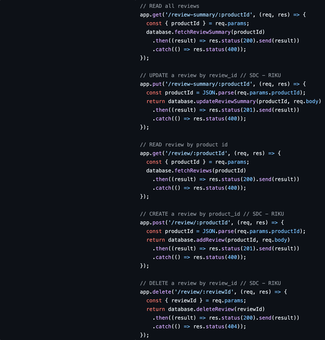 Microservice for Reviews project screenshot